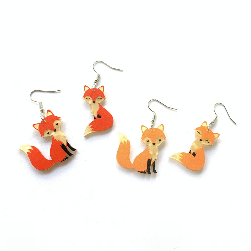 Cute Acrylic Mismatch Fox Earrings