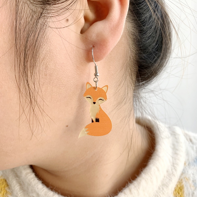 Cute Acrylic Mismatch Fox Earrings