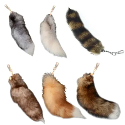 Cute Animal Tail Keychain Personalized Fur Pendant Key Chain Bags Charm Keys Holder Keyring Gift for Women Girl