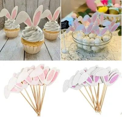 Cute Bunny Ears Cake Toppers (12/24Pcs) Cute Bunny Ears Cake Toppers (12/24Pcs)