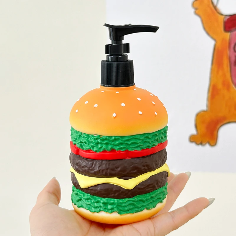Cute Burger Squeezing Soap Dispenser Makeup Water Bottle Suitable for Home Countertop Bathroom Home Decoration