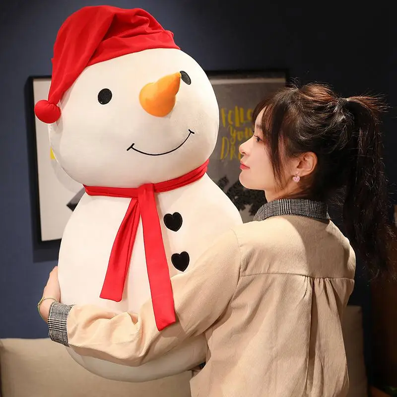 Cute Cartoon Big White Snowman Plush Toy Soft Stuffed Pillow Dolls Winter Christmas Home Decor Gifts For Children