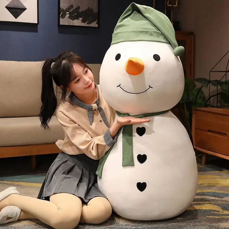 Cute Cartoon Big White Snowman Plush Toy Soft Stuffed Pillow Dolls Winter Christmas Home Decor Gifts For Children