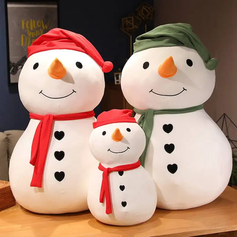 Cute Cartoon Big White Snowman Plush Toy Soft Stuffed Pillow Dolls Winter Christmas Home Decor Gifts For Children