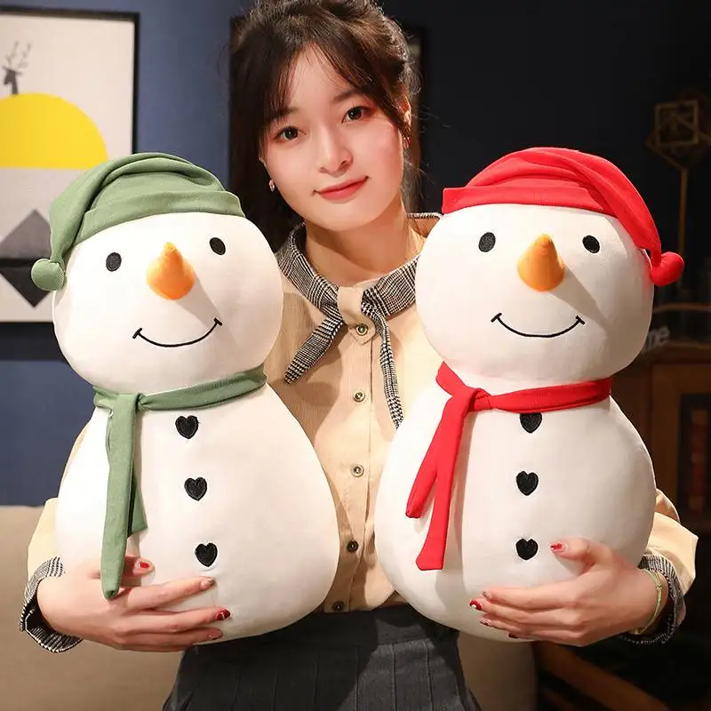 Cute Cartoon Big White Snowman Plush Toy Soft Stuffed Pillow Dolls Winter Christmas Home Decor Gifts For Children
