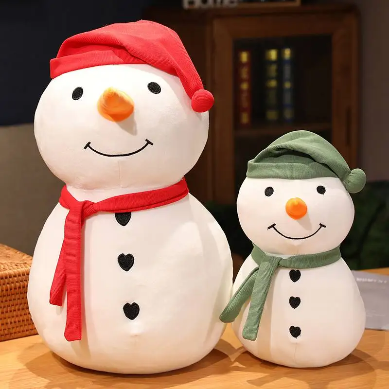 Cute Cartoon Big White Snowman Plush Toy Soft Stuffed Pillow Dolls Winter Christmas Home Decor Gifts For Children