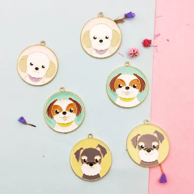 Cute Cartoon Metal Dog Collar Charms (10pcs)
