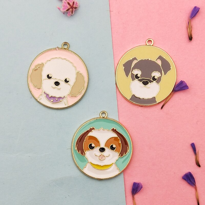 Cute Cartoon Metal Dog Collar Charms (10pcs)