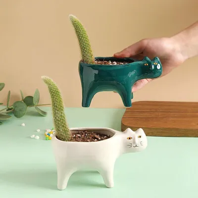 Cute Ceramic Cat Plant Pot