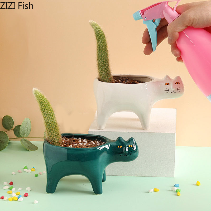 Cute Ceramic Cat Plant Pot