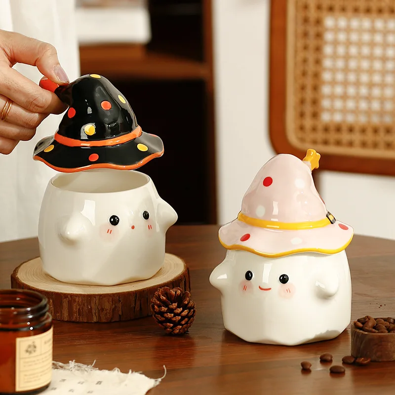 Cute Ceramic Ghost Coffee Mug with Lid Cute Ceramic Ghost Coffee Mug with Lid