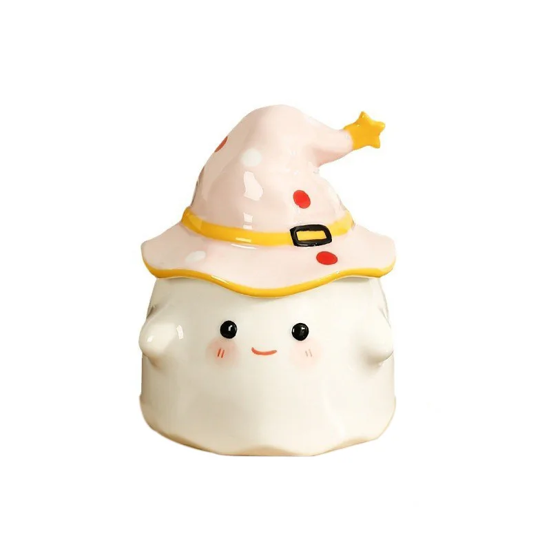 Cute Ceramic Ghost Coffee Mug with Lid