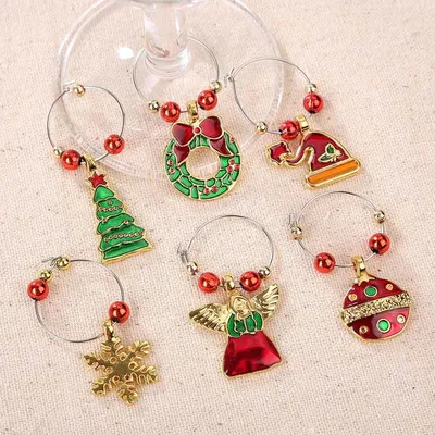 Cute Christmas Wine Glass Decorations (6Pcs) Cute Christmas Wine Glass Decorations (6Pcs)