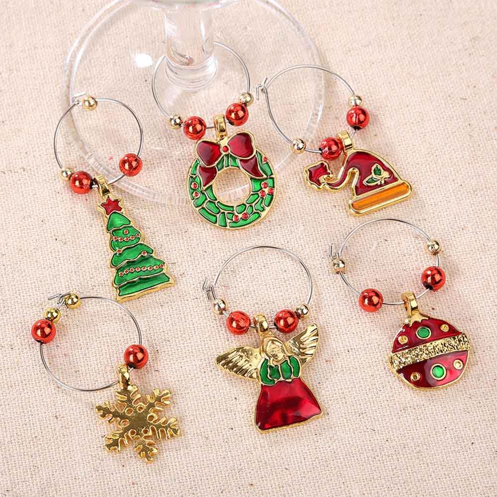 Cute Christmas Wine Glass Decorations (6Pcs) Cute Christmas Wine Glass Decorations (6Pcs)