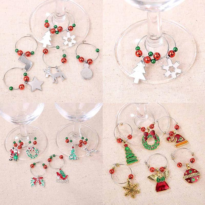 Cute Christmas Wine Glass Decorations (6Pcs) Cute Christmas Wine Glass Decorations (6Pcs)
