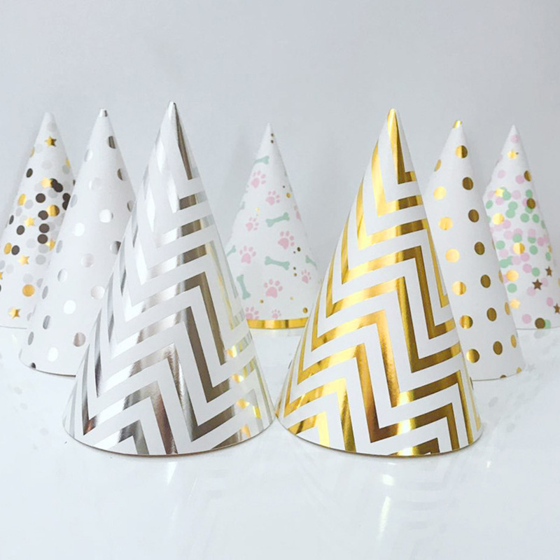 Cute Cone Party Hats with Rope (10Pcs)