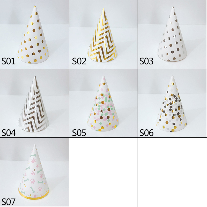 Cute Cone Party Hats with Rope (10Pcs)