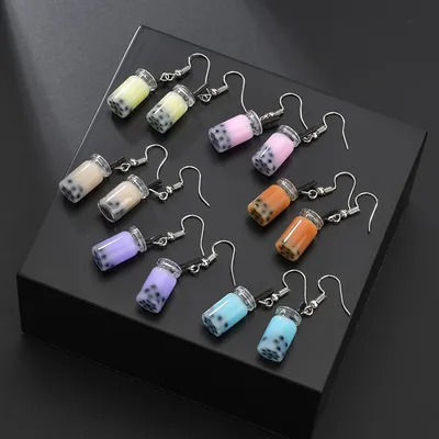Cute Dangle Bubble Tea Earrings Cute Dangle Bubble Tea Earrings