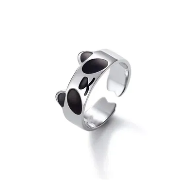 Cute Enamel Color Adjustable Panda Ring Cute Enamel Color Adjustable Panda Ring