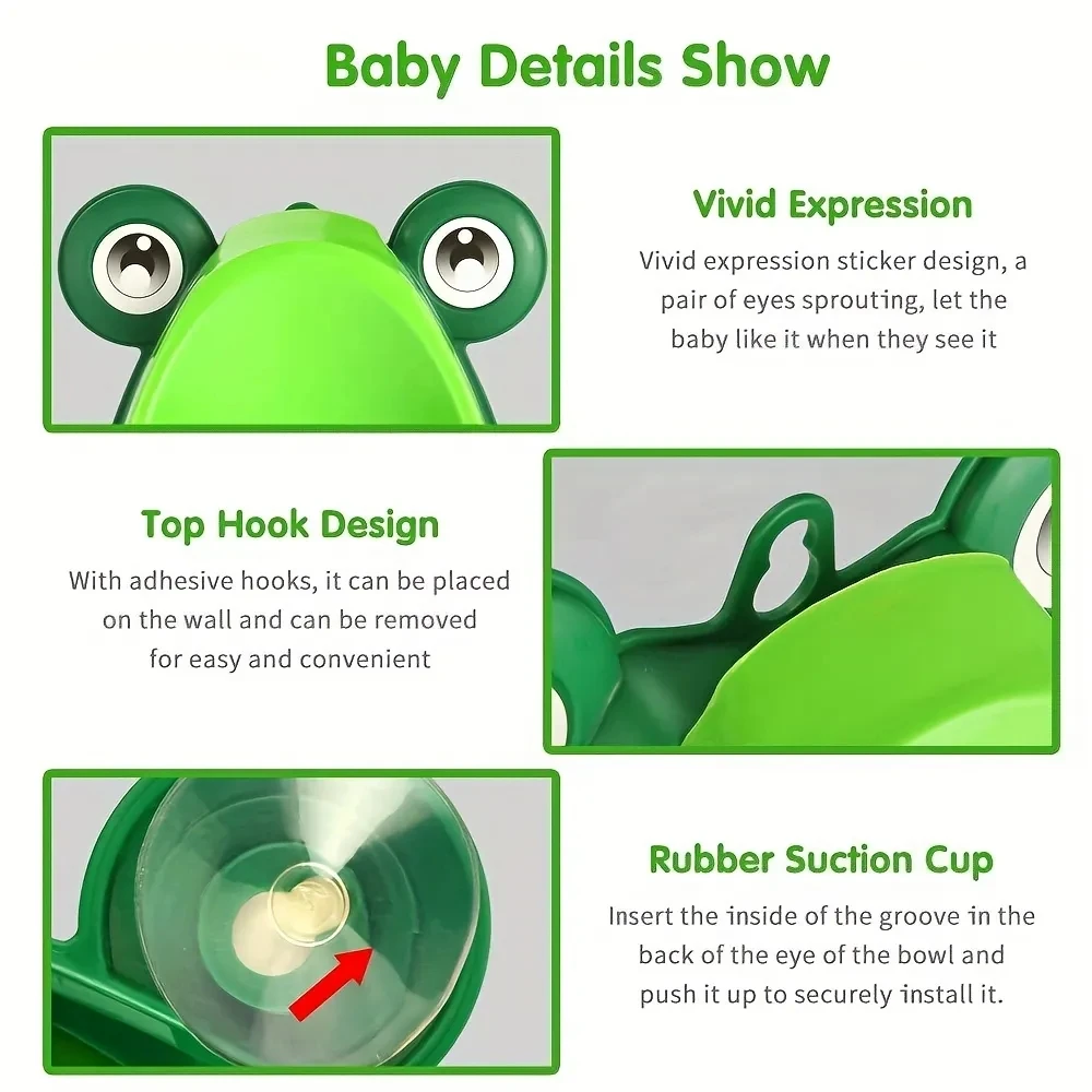 Cute Frog Potty Training Urinal Boy With Fun Aiming Target, Toilet Urinal Trainer, Children Stand Vertical Pee Infant Cute Frog Potty Training Urinal Boy With Fun Aiming Target, Toilet Urinal Trainer, Children Stand Vertical Pee Infant