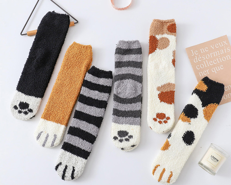 Cute Fuzzy Socks Cat Claw Designs