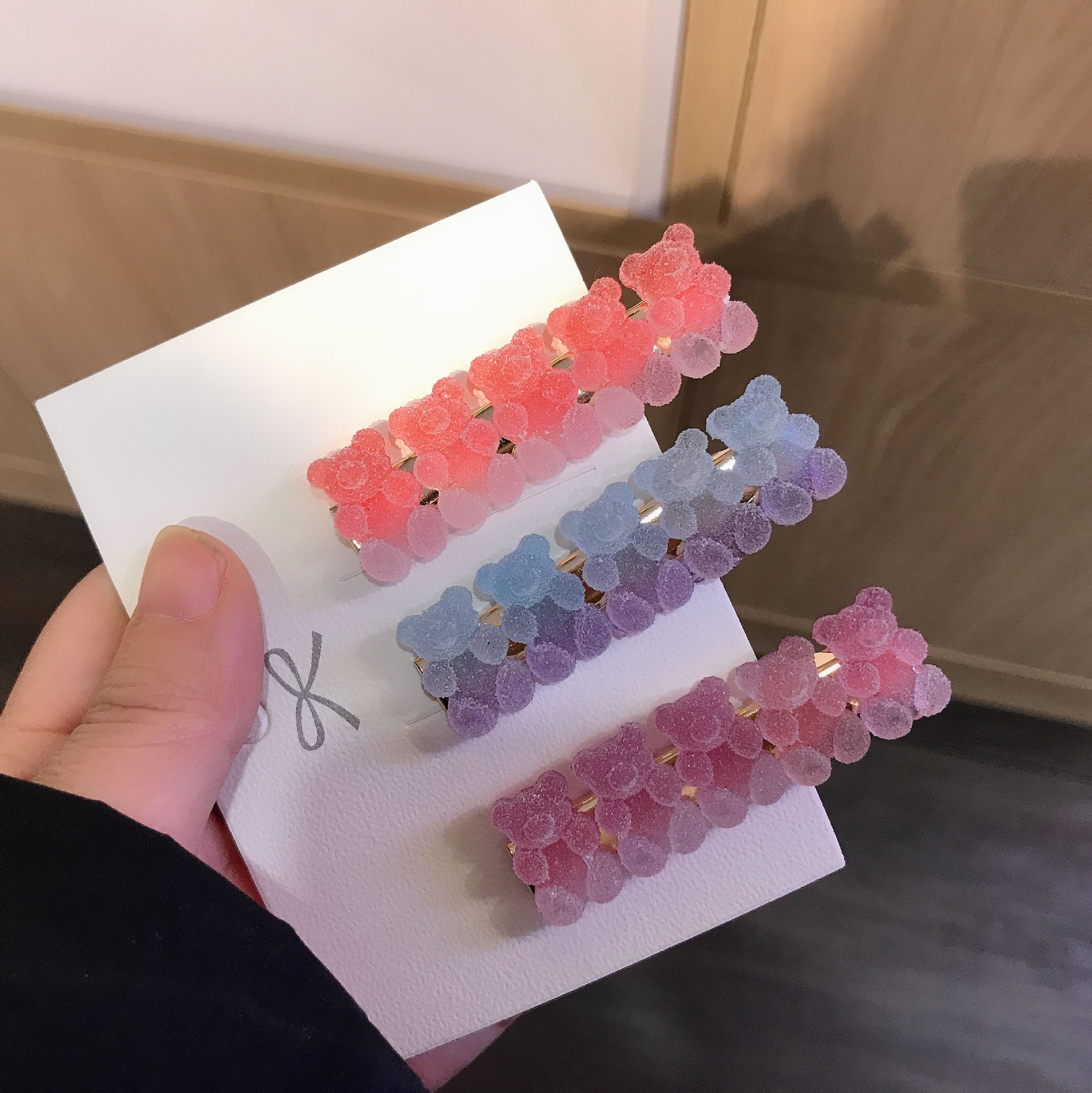 Cute Gradient Bear Hair Clip