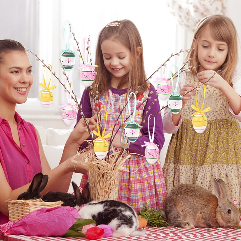 Cute Hanging Easter Eggs Decorations (12Pcs)
