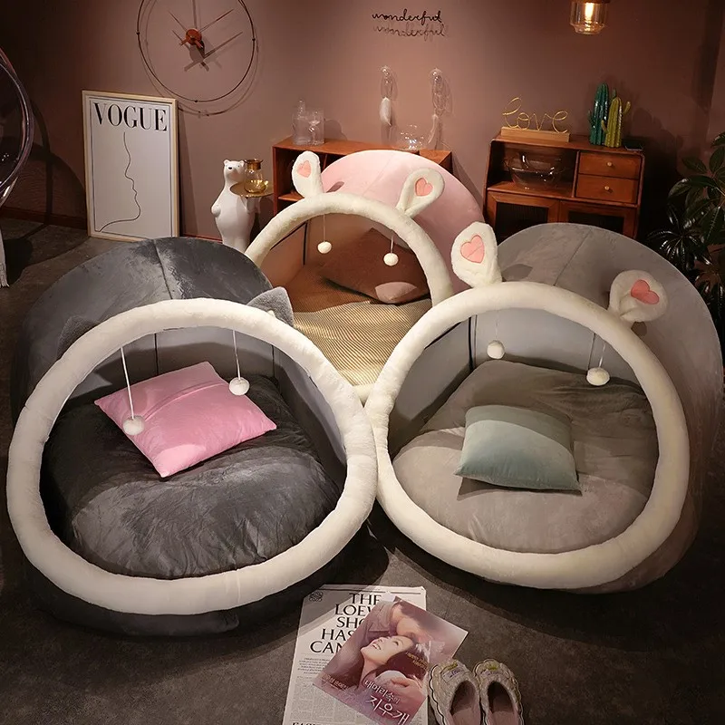 Cute Oversized Adult Child Plush Tent Cozy House Lazy Person Sofa On The Ground Cat's Nest Christmas Cushions Sitting