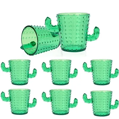 Cute Plastic Cactus Drinking Glasses (6Pcs)