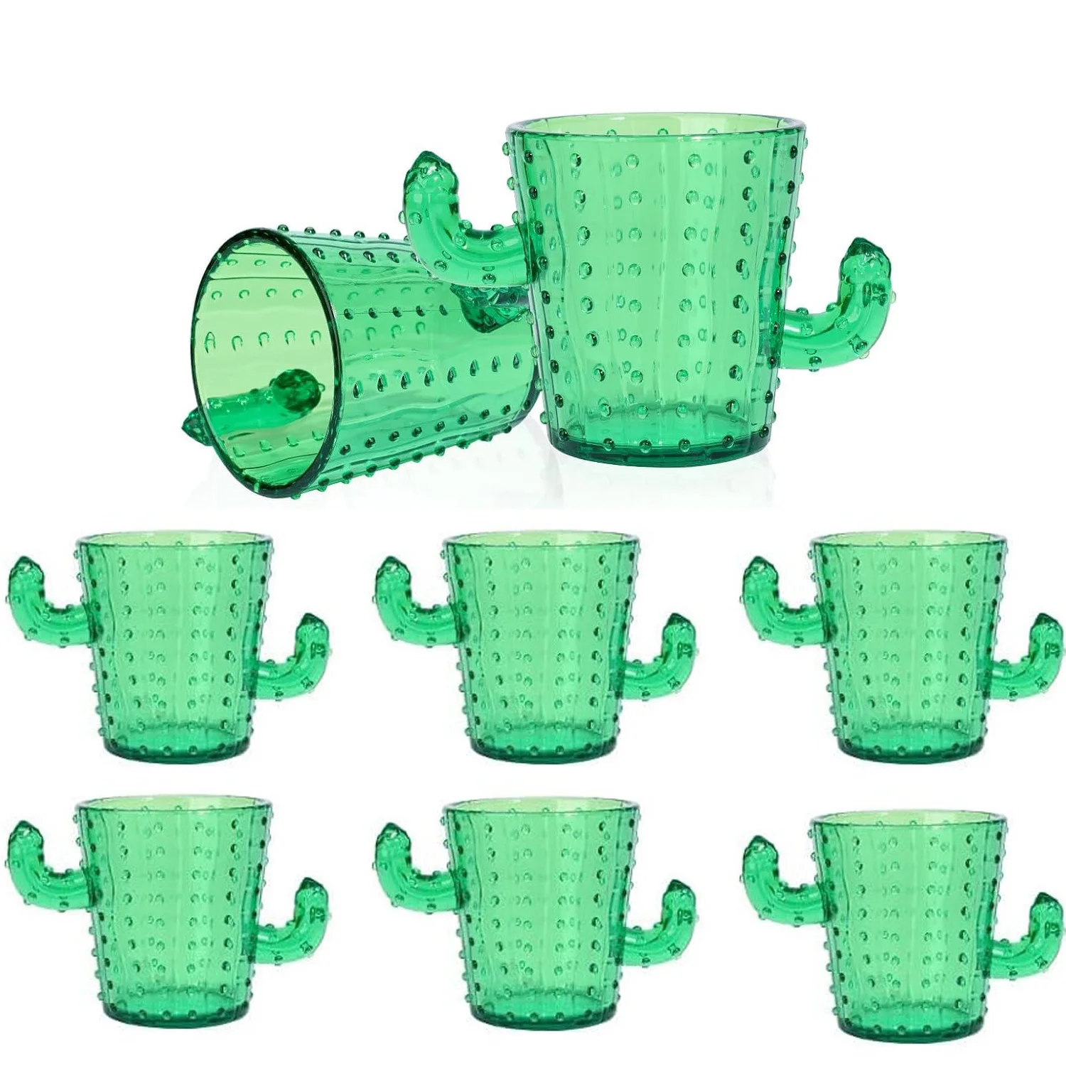 Cute Plastic Cactus Drinking Glasses (6Pcs) Cute Plastic Cactus Drinking Glasses (6Pcs)