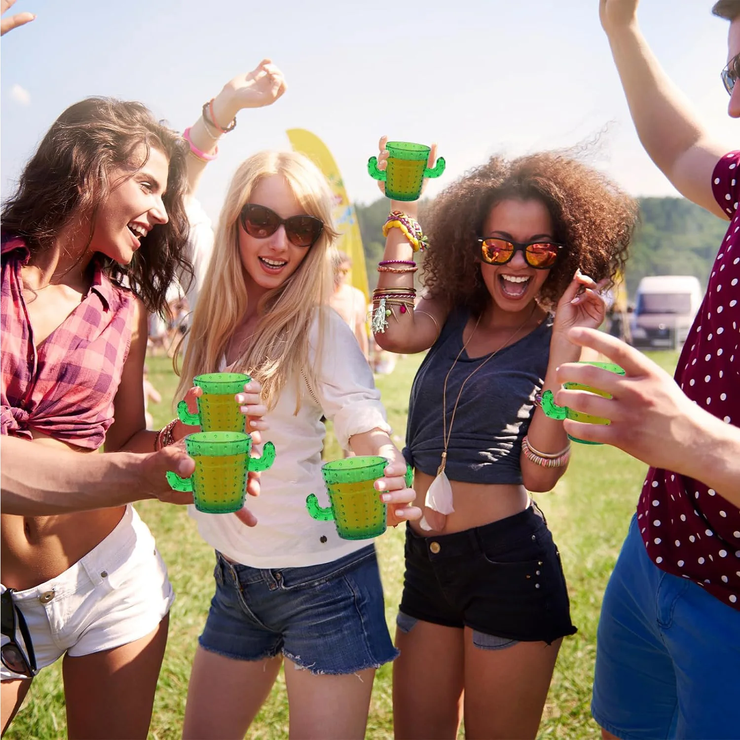 Cute Plastic Cactus Drinking Glasses (6Pcs)