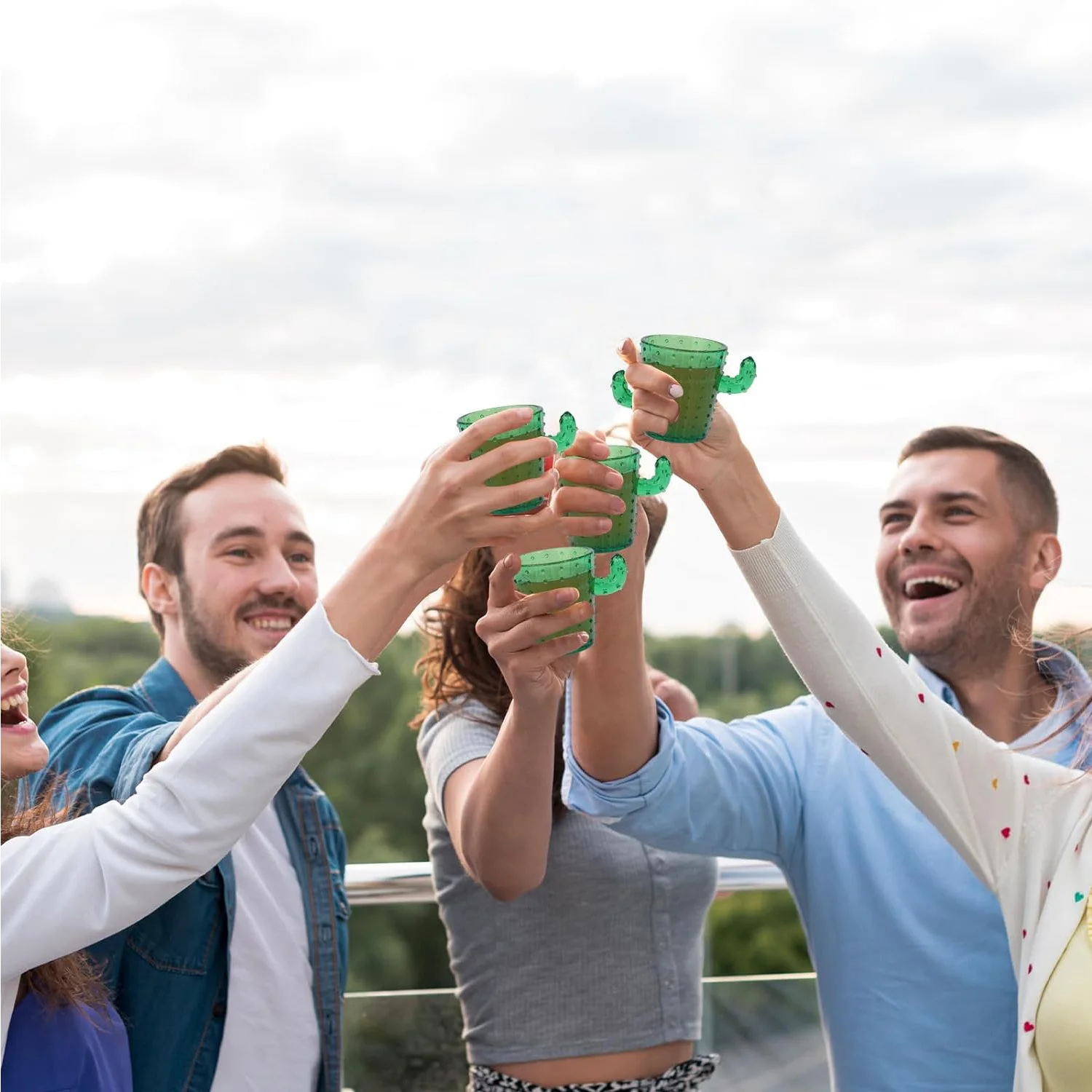 Cute Plastic Cactus Drinking Glasses (6Pcs)
