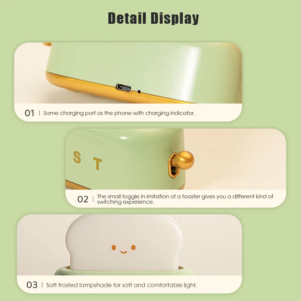 Cute Rechargeable Toast Night Light Cute Rechargeable Toast Night Light