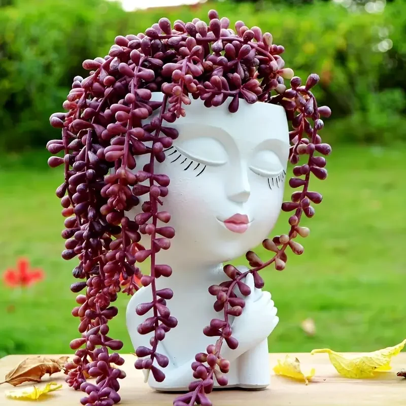 Cute Resin Lady Head Planter