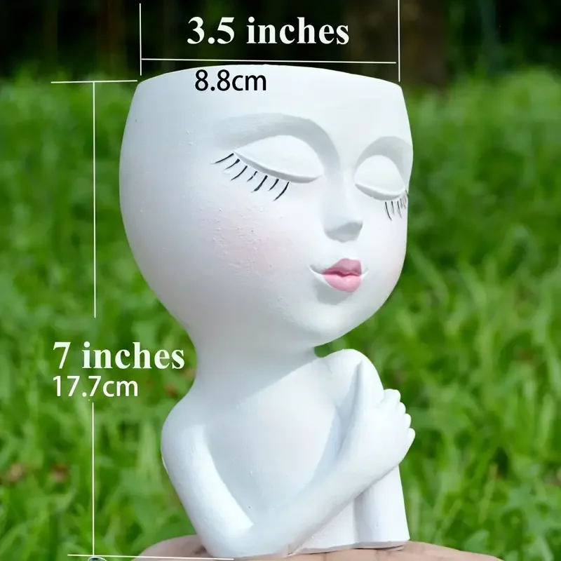 Cute Resin Lady Head Planter