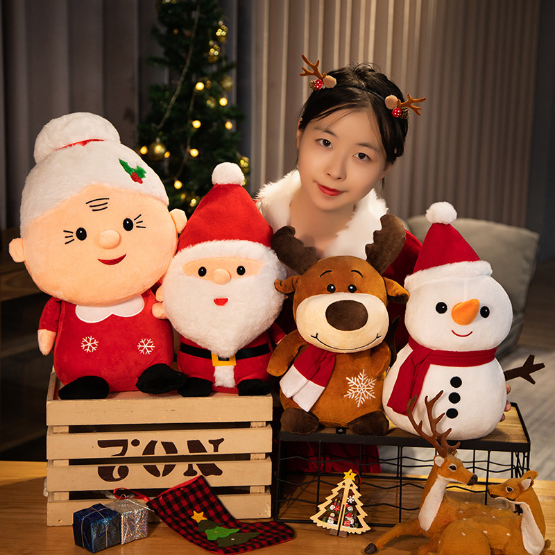 Cute Santa Claus Snowman Elk Granny Plush Toys Christmas Decor Dolls Stuffed Soft for Baby Kids Gift