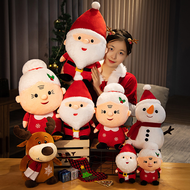 Cute Santa Claus Snowman Elk Granny Plush Toys Christmas Decor Dolls Stuffed Soft for Baby Kids Gift