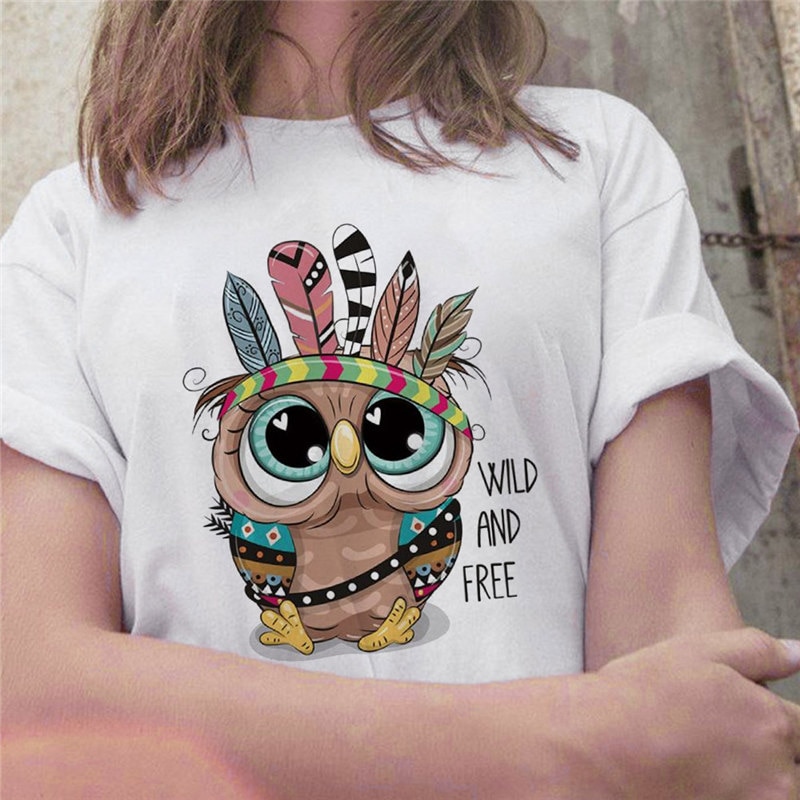 Cute Shirt for Women Printed Owl Design