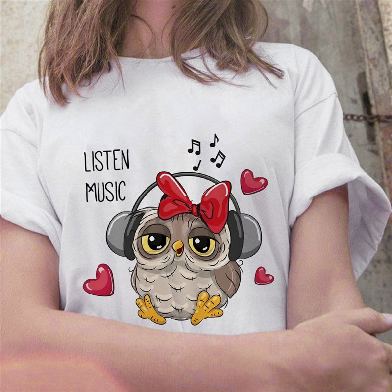 Cute Shirt for Women Printed Owl Design