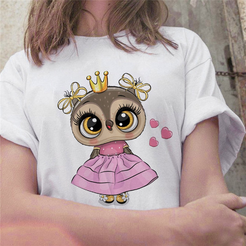Cute Shirt for Women Printed Owl Design