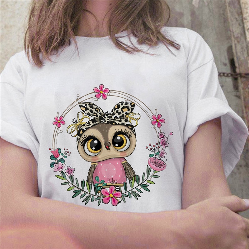 Cute Shirt for Women Printed Owl Design