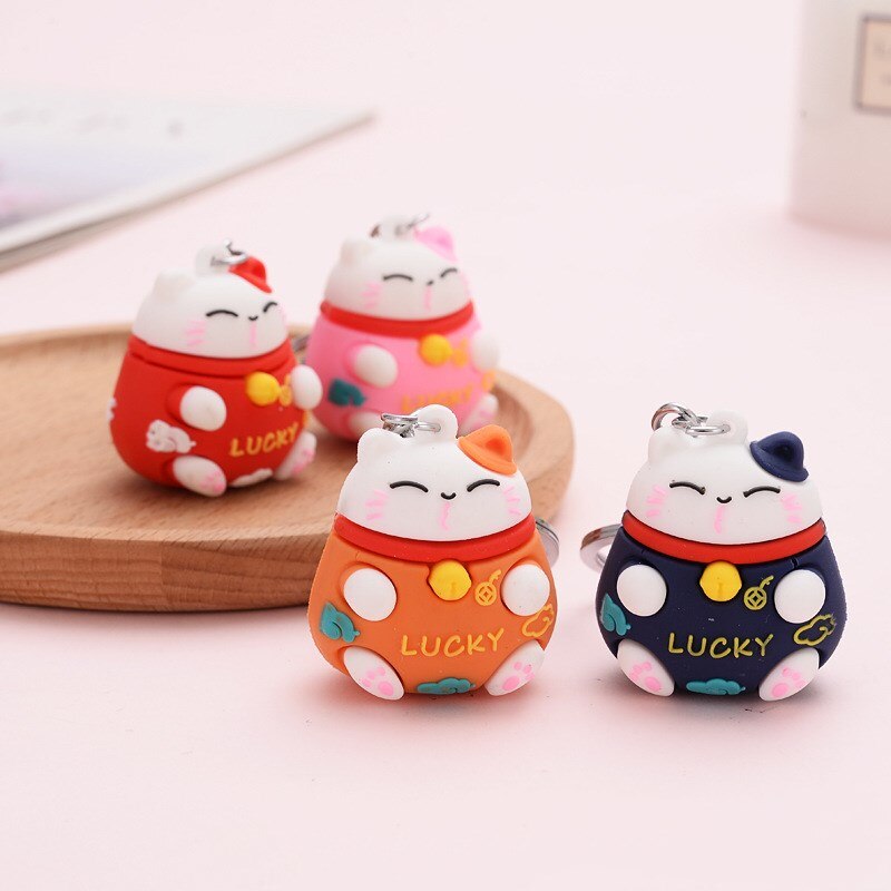 Cute Silicone Lucky Cat Keychain Cute Silicone Lucky Cat Keychain