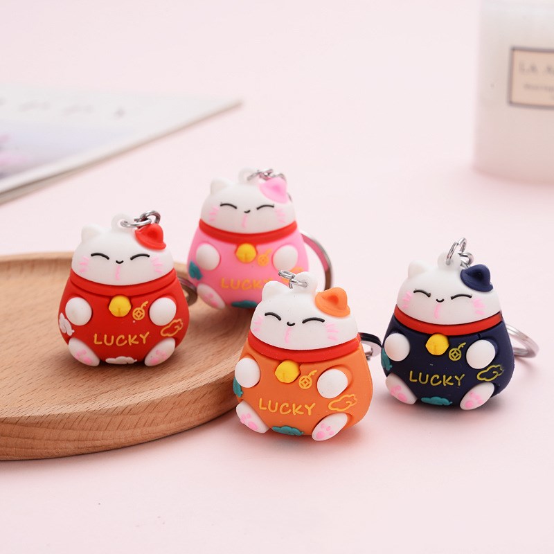 Cute Silicone Lucky Cat Keychain Cute Silicone Lucky Cat Keychain