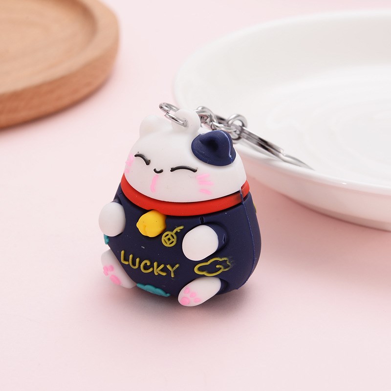 Cute Silicone Lucky Cat Keychain Cute Silicone Lucky Cat Keychain