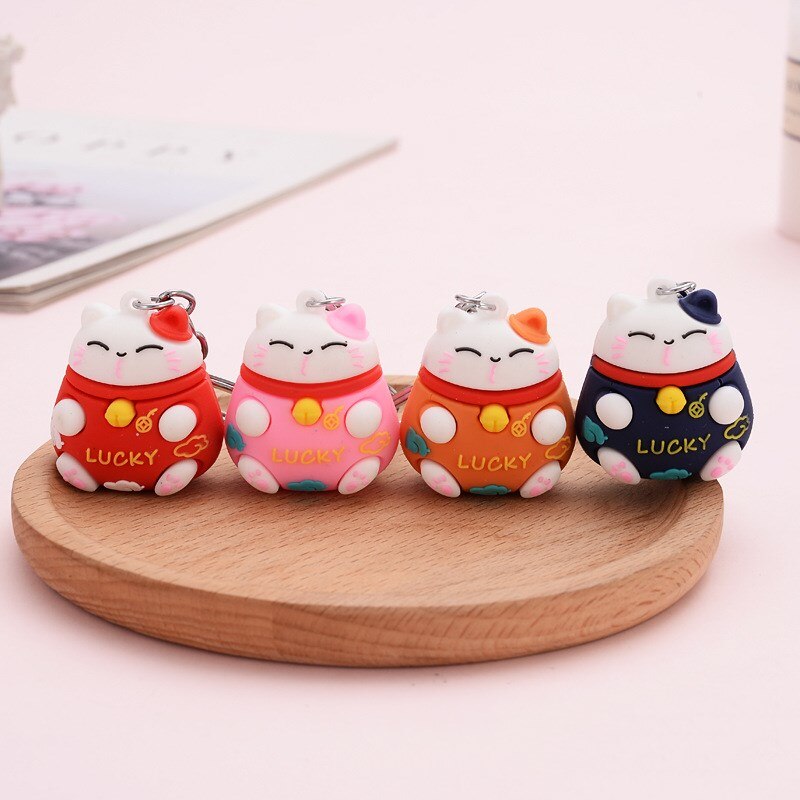 Cute Silicone Lucky Cat Keychain Cute Silicone Lucky Cat Keychain