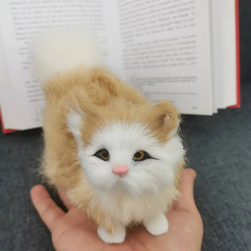 Cute Simulation Cat Plush Toys Soft Stuffed Kitten Model Fake Cat Realist Animals For Kids Girls Birthday Valentine's