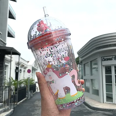 Cute Unicorn Tumbler with Straw