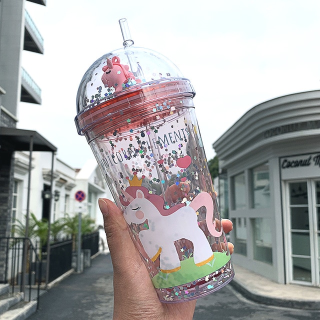 Cute Unicorn Tumbler with Straw