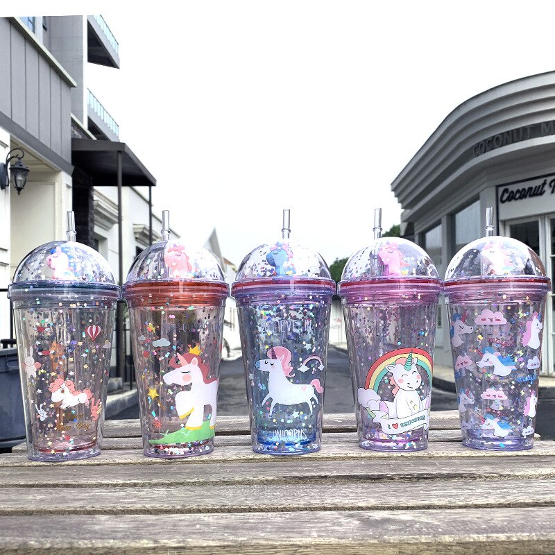 Cute Unicorn Tumbler with Straw