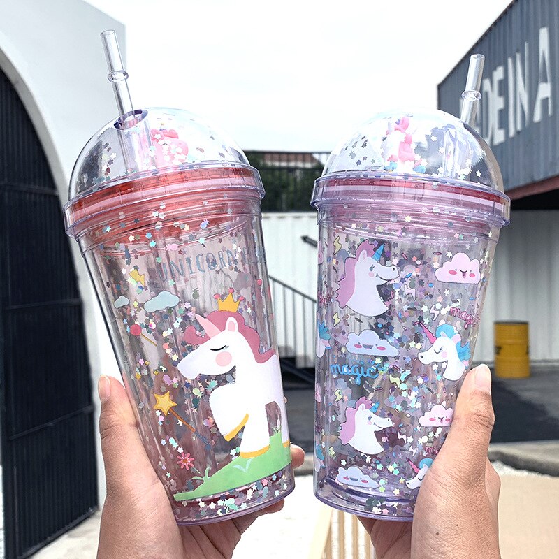 Cute Unicorn Tumbler with Straw